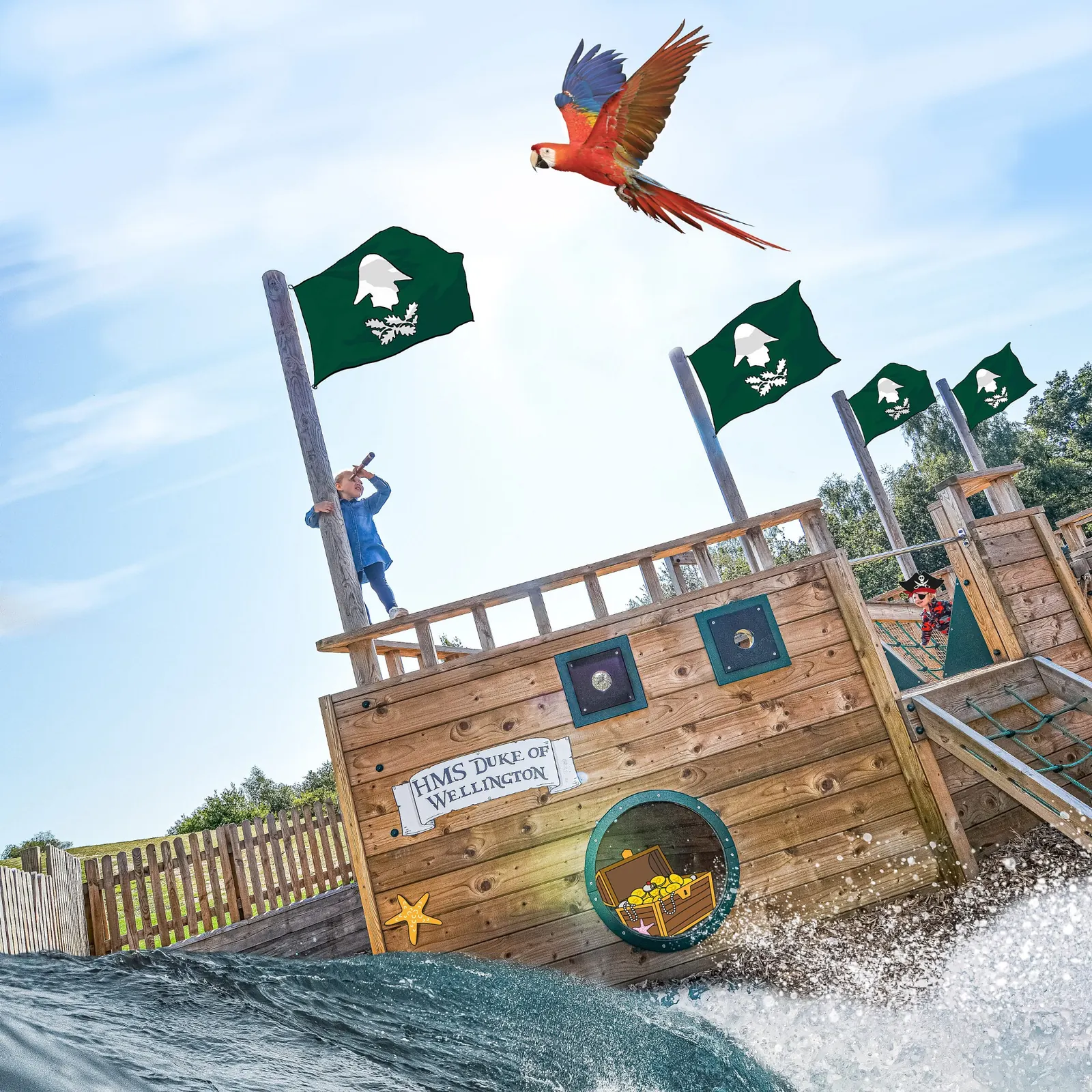 HMS Duke of Wellington wooden playground ship climbing and deck area