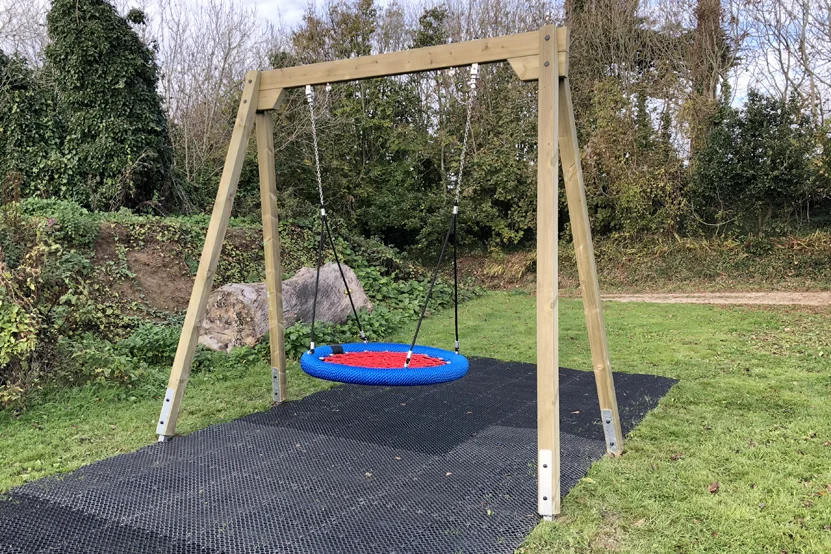 Birds nest swing wooden frame play equipment