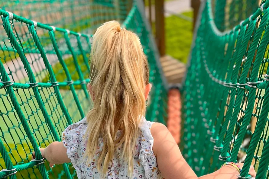 Children rope bridge playground equipment