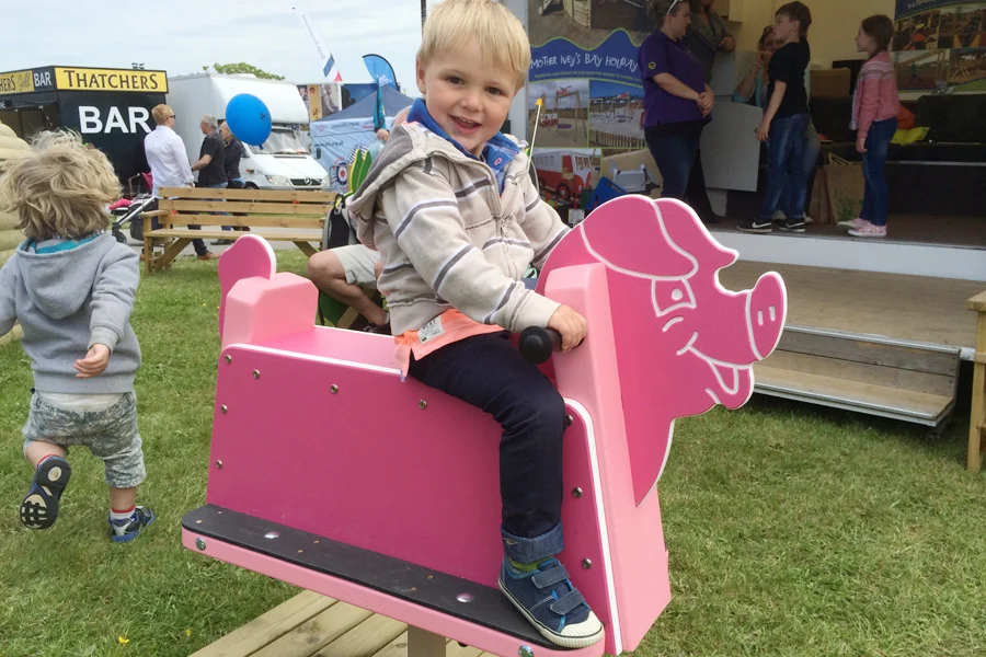 Pink pig ride on rocker playground