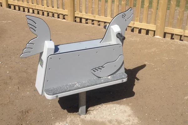 Seal themed playground seesaw spring