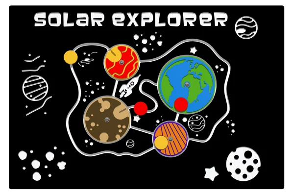 Timber solar explorer educational play mat in a school playground with interactive learning features