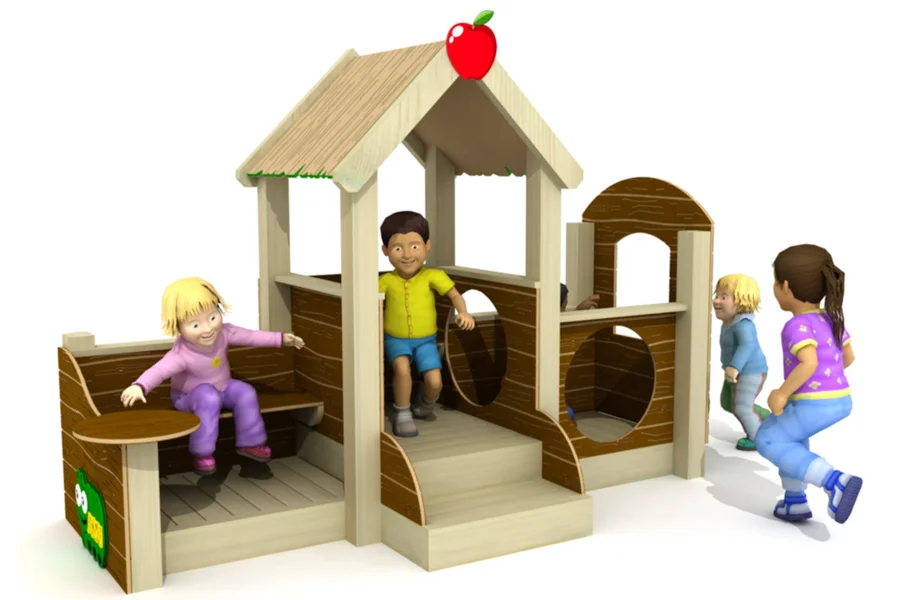 Wooden apple cottage playhouse hdpe outdoor