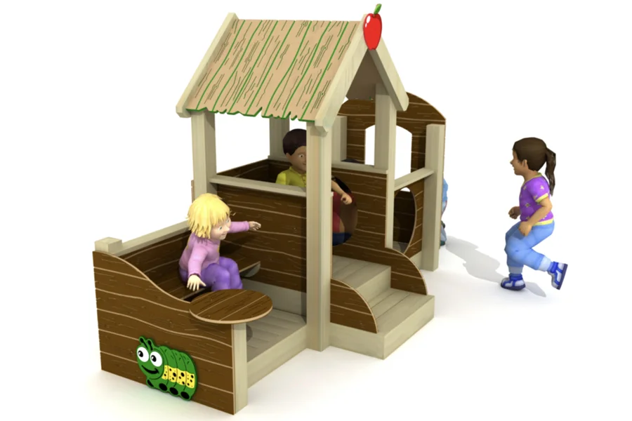 Wooden apple cottage playhouse hdpe outdoor