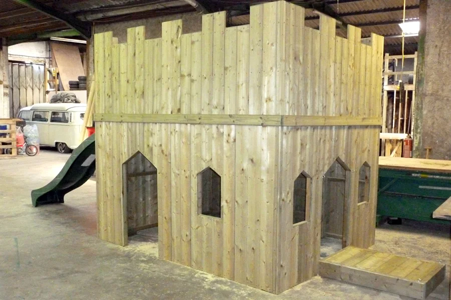 Wooden castle playhouse outdoor play