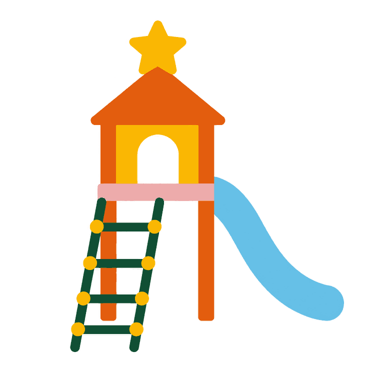 Illustration of a timber play tower with slide and ladder for Outdoor Play People Best Sellers